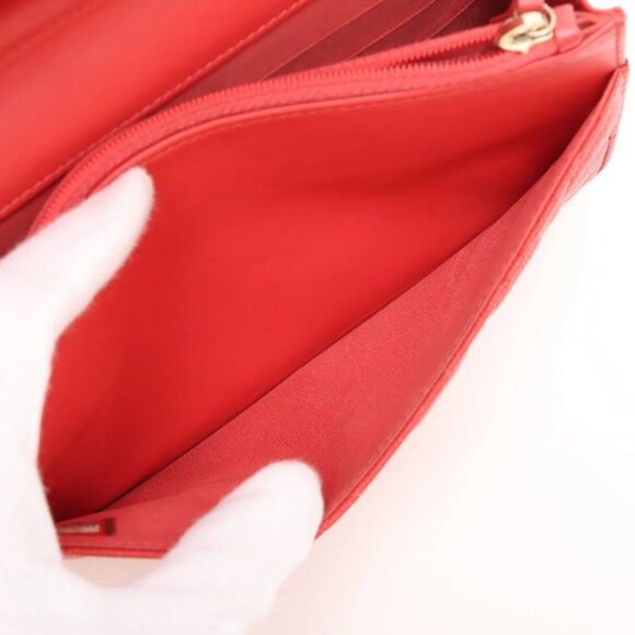 Chanel CC Logo Filigree Caviar Skin Chain Wallet Bag Red - Picture 9 of 15